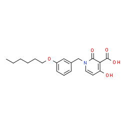 ChemSpider 2D Image | 1-[3-(Hexyloxy)benzyl]-4-hydroxy-2-oxo-1,2-dihydro-3-pyridinecarboxylic acid | C19H23NO5
