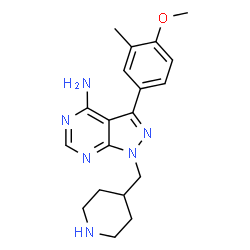 ChemSpider 2D Image | 3-(4-Methoxy-3-Methylphenyl)-1-(Piperidin-4-Ylmethyl)-1h-Pyrazolo[3,4-D]pyrimidin-4-Amine | C19H24N6O