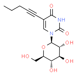 ChemSpider 2D Image | 1-(beta-D-Glucopyranosyl)-5-(1-pentyn-1-yl)-2,4(1H,3H)-pyrimidinedione | C15H20N2O7
