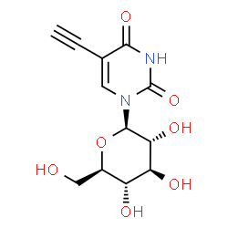 ChemSpider 2D Image | 5-Ethynyl-1-(beta-D-glucopyranosyl)-2,4(1H,3H)-pyrimidinedione | C12H14N2O7