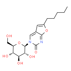 ChemSpider 2D Image | 3-(beta-D-Glucopyranosyl)-6-pentylfuro[2,3-d]pyrimidin-2(3H)-one | C17H24N2O7