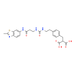 ChemSpider 2D Image | (4-{2-[({3-[(2-Methyl-1,3-benzothiazol-6-yl)amino]-3-oxopropyl}carbamoyl)amino]ethyl}benzyl)malonic acid | C24H26N4O6S