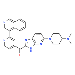 ChemSpider 2D Image | {5-[4-(Dimethylamino)-1-piperidinyl]-1H-imidazo[4,5-b]pyridin-2-yl}[2-(4-isoquinolinyl)-4-pyridinyl]methanone | C28H27N7O