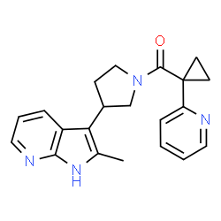 ChemSpider 2D Image | [3-(2-methyl-1H-pyrrolo[2,3-b]pyridin-3-yl)pyrrolidin-1-yl]-[1-(2-pyridyl)cyclopropyl]methanone | C21H22N4O