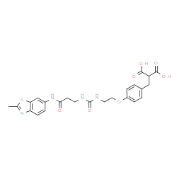 ChemSpider 2D Image | (4-{2-[({3-[(2-Methyl-1,3-benzothiazol-6-yl)amino]-3-oxopropyl}carbamoyl)amino]ethoxy}benzyl)malonic acid | C24H26N4O7S
