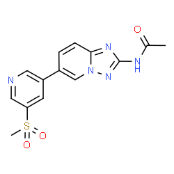 ChemSpider 2D Image | N-[6-(5-methylsulfonylpyridin-3-yl)-[1,2,4]triazolo[1,5-a]pyridin-2-yl]ethanamide | C14H13N5O3S