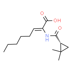 ChemSpider 2D Image | (2Z)-2-({[(1R)-2,2-Dimethylcyclopropyl]carbonyl}amino)-2-octenoic acid | C14H23NO3