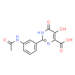 ChemSpider 2D Image | 2-(3-Acetamidophenyl)-5-hydroxy-6-oxo-1,6-dihydro-4-pyrimidinecarboxylic acid | C13H11N3O5