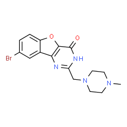 ChemSpider 2D Image | 8-Bromo-2-[(4-methyl-1-piperazinyl)methyl][1]benzofuro[3,2-d]pyrimidin-4(1H)-one | C16H17BrN4O2