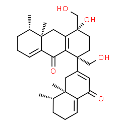 ChemSpider 2D Image | (1R,4R,5S,10aR)-1-[(8S,8aR)-8,8a-Dimethyl-4-oxo-1,4,6,7,8,8a-hexahydro-2-naphthalenyl]-4-hydroxy-1,4-bis(hydroxymethyl)-5,10a-dimethyl-1,3,4,5,6,7,10,10a-octahydro-9(2H)-anthracenone | C30H40O5