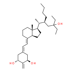 ChemSpider 2D Image | (1R,3R,7E,17beta)-17-[(2R,3S)-3-Butyl-5-ethyl-5-hydroxy-2-heptanyl]-2-methylene-9,10-secoestra-5,7-diene-1,3-diol | C32H54O3