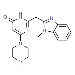 ChemSpider 2D Image | 2-[(1-Methyl-1h-Benzimidazol-2-Yl)methyl]-6-Morpholin-4-Ylpyrimidin-4(3h)-One | C17H19N5O2