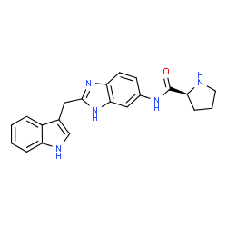 ChemSpider 2D Image | N-[2-(1H-Indol-3-ylmethyl)-1H-benzimidazol-5-yl]-L-prolinamide | C21H21N5O