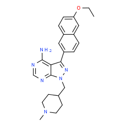 ChemSpider 2D Image | 3-(6-Ethoxynaphthalen-2-Yl)-1-[(1-Methylpiperidin-4-Yl)methyl]-1h-Pyrazolo[3,4-D]pyrimidin-4-Amine | C24H28N6O