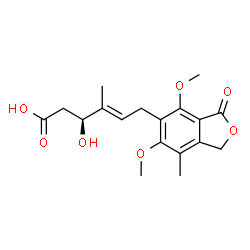 ChemSpider 2D Image | (3S,4E)-6-(4,6-Dimethoxy-7-methyl-3-oxo-1,3-dihydro-2-benzofuran-5-yl)-3-hydroxy-4-methyl-4-hexenoic acid | C18H22O7