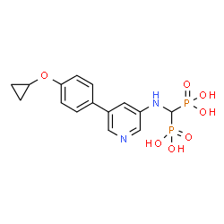 ChemSpider 2D Image | [({5-[4-(Cyclopropyloxy)phenyl]-3-pyridinyl}amino)methylene]bis(phosphonic acid) | C15H18N2O7P2