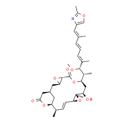 ChemSpider 2D Image | (1R,3R,5S,8R,10R,11R,13S,14E,16R,17S)-10-Hydroxy-8-[(2R,3S,4E,6E,8E)-3-methoxy-4,8-dimethyl-9-(2-methyl-1,3-oxazol-4-yl)-4,6,8-nonatrien-2-yl]-11,16-dimethyl-4,7,12,18-tetraoxatetracyclo[15.3.1.0~3,5~
.0~11,13~]henicos-14-ene-6,19-dione | C35H47NO9