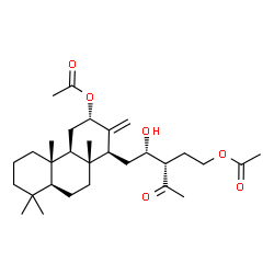 ChemSpider 2D Image | (12alpha,14beta)-14-[(2S,3S)-3-(2-Acetoxyethyl)-2-hydroxy-4-oxopentyl]-8-methyl-13-methylenepodocarpan-12-yl acetate | C30H48O6