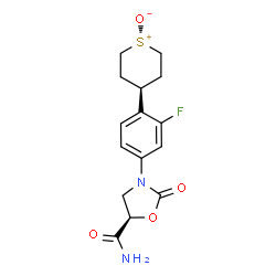 ChemSpider 2D Image | 4-{4-[(5R)-5-Carbamoyl-2-oxo-1,3-oxazolidin-3-yl]-2-fluorophenyl}tetrahydro-2H-thiopyranium-1-olate | C15H17FN2O4S