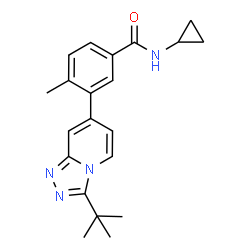 ChemSpider 2D Image | 3-(3-tert-butyl[1,2,4]triazolo[4,3-a]pyridin-7-yl)-N-cyclopropyl-4-methylbenzamide | C21H24N4O