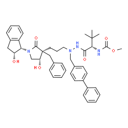 ChemSpider 2D Image | Methyl ((S)-1-(2-([1,1'-Biphenyl]-4-Ylmethyl)-2-(3-((3s,4s)-3-Benzyl-4-Hydroxy-1-((1s,2r)-2-Hydroxy-2,3-Dihydro-1h-Inden-1-Yl)-2-Oxopyrrolidin-3-Yl)propyl)hydrazinyl)-3,3-Dimethyl-1-Oxobutan-2-Yl)carbamate | C44H52N4O6