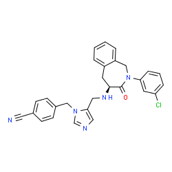 ChemSpider 2D Image | 4-{[5-({[(4S)-2-(3-Chlorophenyl)-3-oxo-2,3,4,5-tetrahydro-1H-2-benzazepin-4-yl]amino}methyl)-1H-imidazol-1-yl]methyl}benzonitrile | C28H24ClN5O