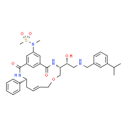 ChemSpider 2D Image | N-[(4S,8E,11S)-4-{(1R)-1-Hydroxy-2-[(3-isopropylbenzyl)amino]ethyl}-2,13-dioxo-11-phenyl-6-oxa-3,12-diazabicyclo[12.3.1]octadeca-1(18),8,14,16-tetraen-16-yl]-N-methylmethanesulfonamide | C35H44N4O6S