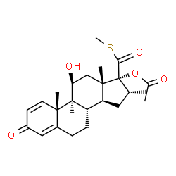 ChemSpider 2D Image | (11beta,16alpha,17alpha)-9-Fluoro-11-hydroxy-16-methyl-17-[(methylsulfanyl)carbonyl]-3-oxoandrosta-1,4-dien-17-yl acetate | C24H31FO5S