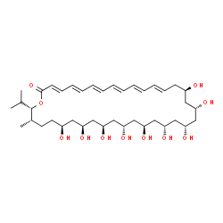 ChemSpider 2D Image | (3E,5E,7E,9E,11E,13E,16R,18S,20S,22S,26R,28S,30S,32S,35S,36S)-16,18,20,22,24,26,28,30,32-Nonahydroxy-36-isopropyl-35-methyloxacyclohexatriaconta-3,5,7,9,11,13-hexaen-2-one | C39H64O11