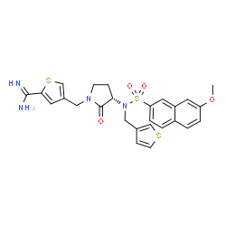 ChemSpider 2D Image | 4-{[(3S)-3-{[(7-Methoxy-2-naphthyl)sulfonyl](3-thienylmethyl)amino}-2-oxo-1-pyrrolidinyl]methyl}-2-thiophenecarboximidamide | C26H26N4O4S3