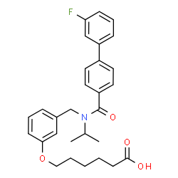 ChemSpider 2D Image | 6-[3-({[(3'-Fluoro-4-biphenylyl)carbonyl](isopropyl)amino}methyl)phenoxy]hexanoic acid | C29H32FNO4