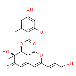 ChemSpider 2D Image | (7S,8S,8aS)-7-Hydroxy-3-[(1E)-3-hydroxy-1-propen-1-yl]-7-methyl-6-oxo-6,7,8,8a-tetrahydro-1H-isochromen-8-yl 2,4-dihydroxy-6-methylbenzoate | C21H22O8