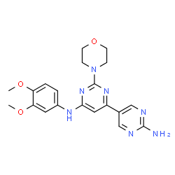 ChemSpider 2D Image | N~6~-(3,4-Dimethoxyphenyl)-2-(4-morpholinyl)-4,5'-bipyrimidine-2',6-diamine | C20H23N7O3