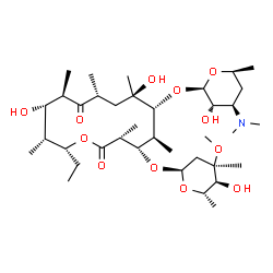 ChemSpider 2D Image | (3R,4S,5S,6R,7R,9R,11R,12S,13R,14R)-6-{[(2R,3S,4R,6S)-4-(Dimethylamino)-3-hydroxy-6-methyltetrahydro-2H-pyran-2-yl]oxy}-14-ethyl-7,12-dihydroxy-4-{[(2R,4R,5S,6S)-5-hydroxy-4-methoxy-4,6-dimethyltetrah
ydro-2H-pyran-2-yl]oxy}-3,5,7,9,11,13-hexamethyloxacyclotetradecane-2,10-dione | C37H67NO12
