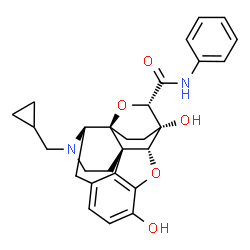 ChemSpider 2D Image | (1S,2S,6R,14R,15S,16S)-5-(Cyclopropylmethyl)-11,15-dihydroxy-N-phenyl-13,17-dioxa-5-azahexacyclo[13.2.2.1~2,8~.0~1,6~.0~2,14~.0~12,20~]icosa-8(20),9,11-triene-16-carboxamide | C28H30N2O5