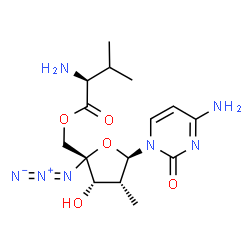 ChemSpider 2D Image | [(2R,3S,4R,5R)-5-(4-Amino-2-oxo-1(2H)-pyrimidinyl)-2-azido-3-hydroxy-4-methyltetrahydro-2-furanyl]methyl (2S)-2-amino-3-methylbutanoate | C15H23N7O5