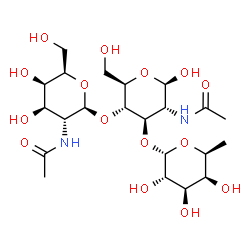 ChemSpider 2D Image | beta-D-GalpNAc-(1->4)-[alpha-L-Fucp-(1->3)]-beta-D-GlcpNAc | C22H38N2O15