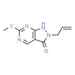 ChemSpider 2D Image | 2-Allyl-6-(methylthio)-1H-pyrazolo[3,4-d]pyrimidin-3(2H)-one | C9H10N4OS