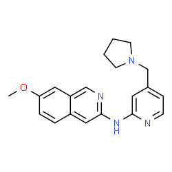 ChemSpider 2D Image | 7-Methoxy-N-[4-(1-pyrrolidinylmethyl)-2-pyridinyl]-3-isoquinolinamine | C20H22N4O