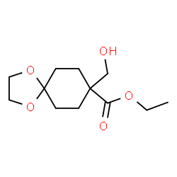 ChemSpider 2D Image | Ethyl 8-(hydroxymethyl)-1,4-dioxaspiro[4.5]decane-8-carboxylate | C12H20O5