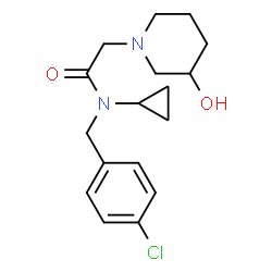 ChemSpider 2D Image | N-(4-Chlorobenzyl)-N-cyclopropyl-2-(3-hydroxy-1-piperidinyl)acetamide | C17H23ClN2O2