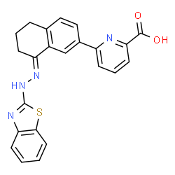 ChemSpider 2D Image | 6-(8-(2-(Benzothiazol-2-yl)hydrazono)-5,6,7,8-tetrahydronaphthalen-2-yl)picolinic acid | C23H18N4O2S