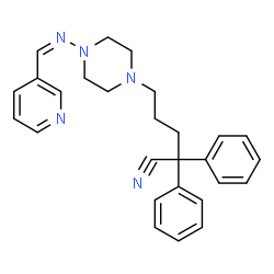 ChemSpider 2D Image | 2,2-Diphenyl-5-{4-[(Z)-(3-pyridinylmethylene)amino]-1-piperazinyl}pentanenitrile | C27H29N5