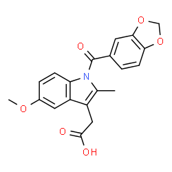 ChemSpider 2D Image | [1-(1,3-Benzodioxol-5-ylcarbonyl)-5-methoxy-2-methyl-1H-indol-3-yl]acetic acid | C20H17NO6