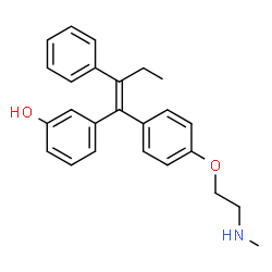 ChemSpider 2D Image | 3-[(1Z)-1-{4-[2-(Methylamino)ethoxy]phenyl}-2-phenyl-1-buten-1-yl]phenol | C25H27NO2