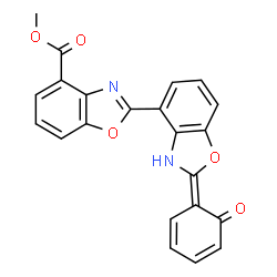 ChemSpider 2D Image | Methyl (2'Z)-2'-(6-oxo-2,4-cyclohexadien-1-ylidene)-2',3'-dihydro-2,4'-bi-1,3-benzoxazole-4-carboxylate | C22H14N2O5
