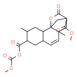 ChemSpider 2D Image | Methyl 5-{[(methoxycarbonyl)oxy]carbonyl}-4,10-dimethyl-13-oxo-14-oxatetracyclo[10.2.1.0~1,10~.0~2,7~]pentadec-8-ene-12-carboxylate | C21H26O8