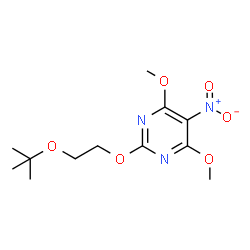ChemSpider 2D Image | 4,6-Dimethoxy-2-{2-[(2-methyl-2-propanyl)oxy]ethoxy}-5-nitropyrimidine | C12H19N3O6