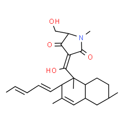 ChemSpider 2D Image | (3E)-5-(Hydroxymethyl)-3-(hydroxy{1,3,6-trimethyl-2-[(1E,3E)-1,3-pentadien-1-yl]-1,2,4a,5,6,7,8,8a-octahydro-1-naphthalenyl}methylene)-1-methyl-2,4-pyrrolidinedione | C25H35NO4