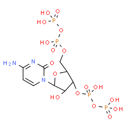 ChemSpider 2D Image | 4-Amino-1-{3,5-bis-O-[hydroxy(phosphonooxy)phosphoryl]pentofuranosyl}-2(1H)-pyrimidinone | C9H17N3O17P4